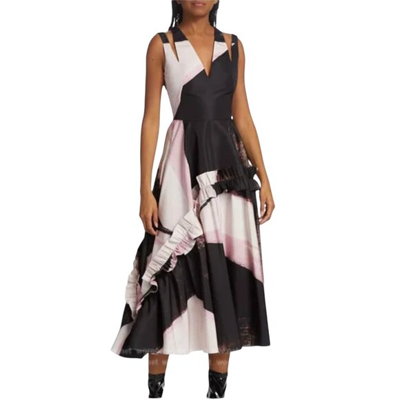 Alexander McQueen Graphic Brushstroke Midi-Dress Size 40 IT S/XS NEW - Picture 1 of 16